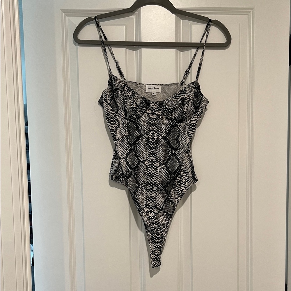 Superdown Black and White Snakeskin Bodysuit